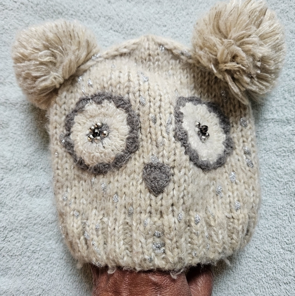 Indigo Acrylic-blend Knit Koala Toque